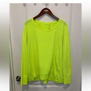 Livi Active Women’s Long Sleeve High Low Yellow Green Lightweight Top Size 18/20